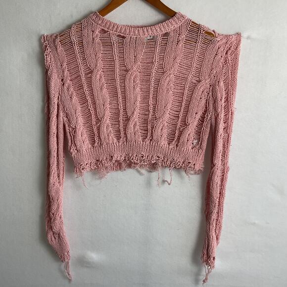 HYFVE Pink Crochet Womens Size M Summer Boho Crop Tank Top - Picture 2 of 7